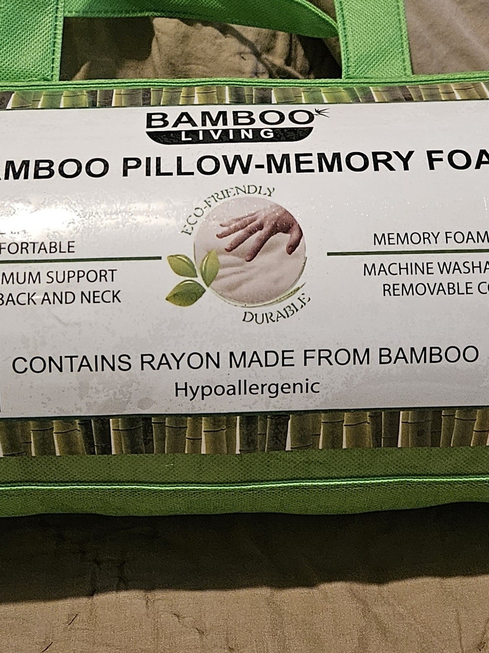New Bamboo Living Queen Memory Foam Pillow Cooling Hypoallergenic